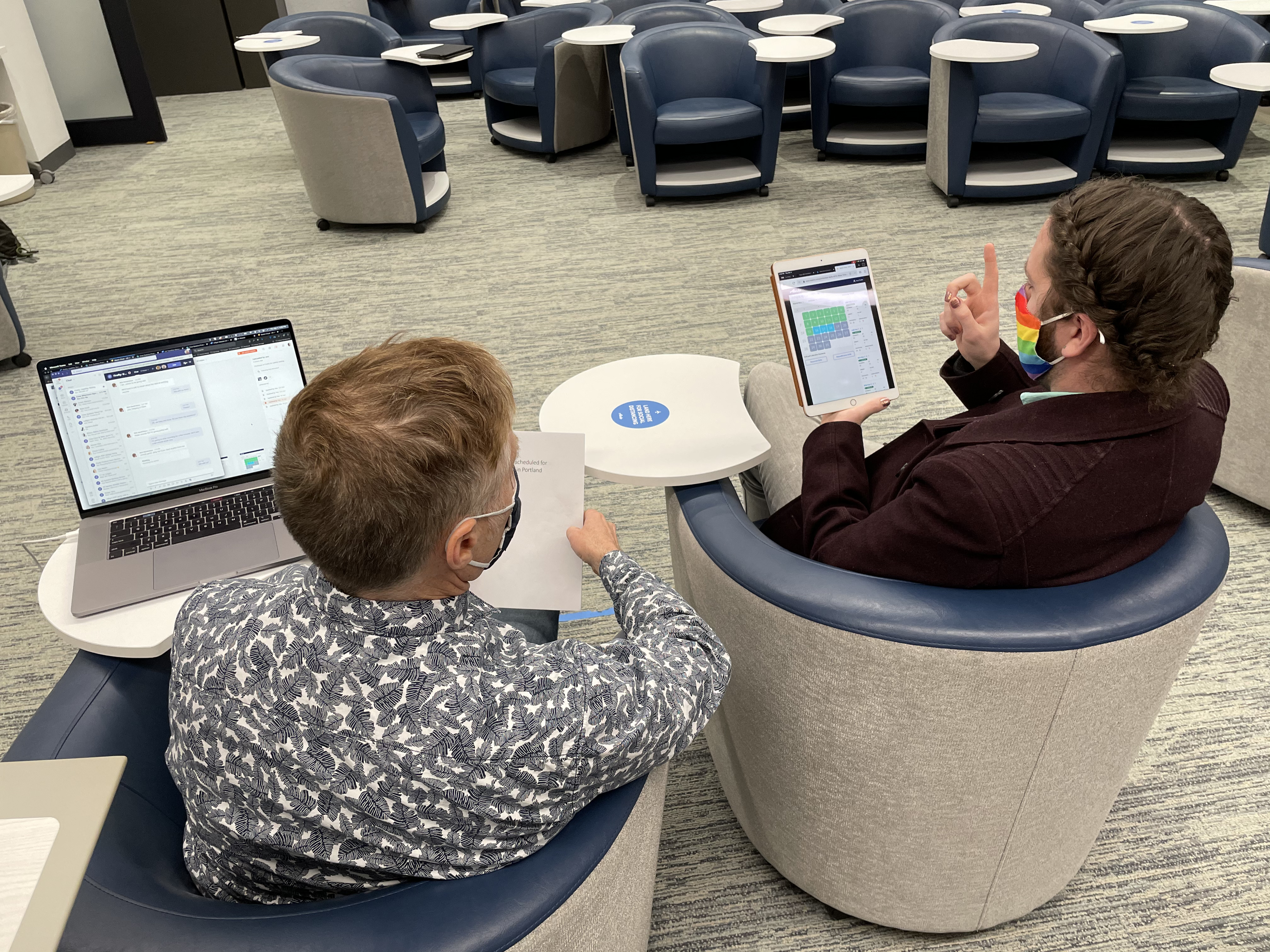 A flight attendant participating in a usability testing session.