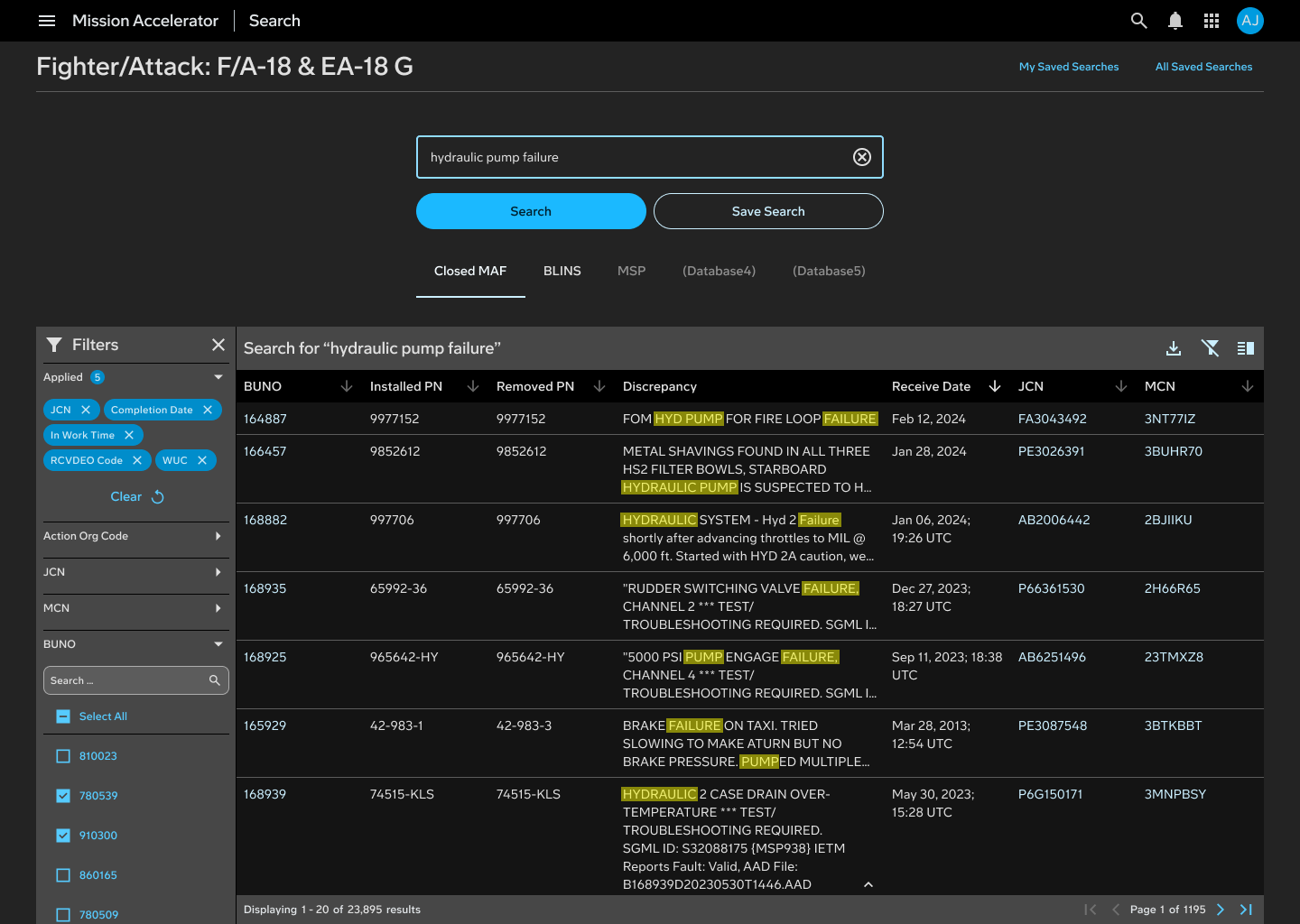Earlier search interface before the Atmosphere Design Language System was applied
