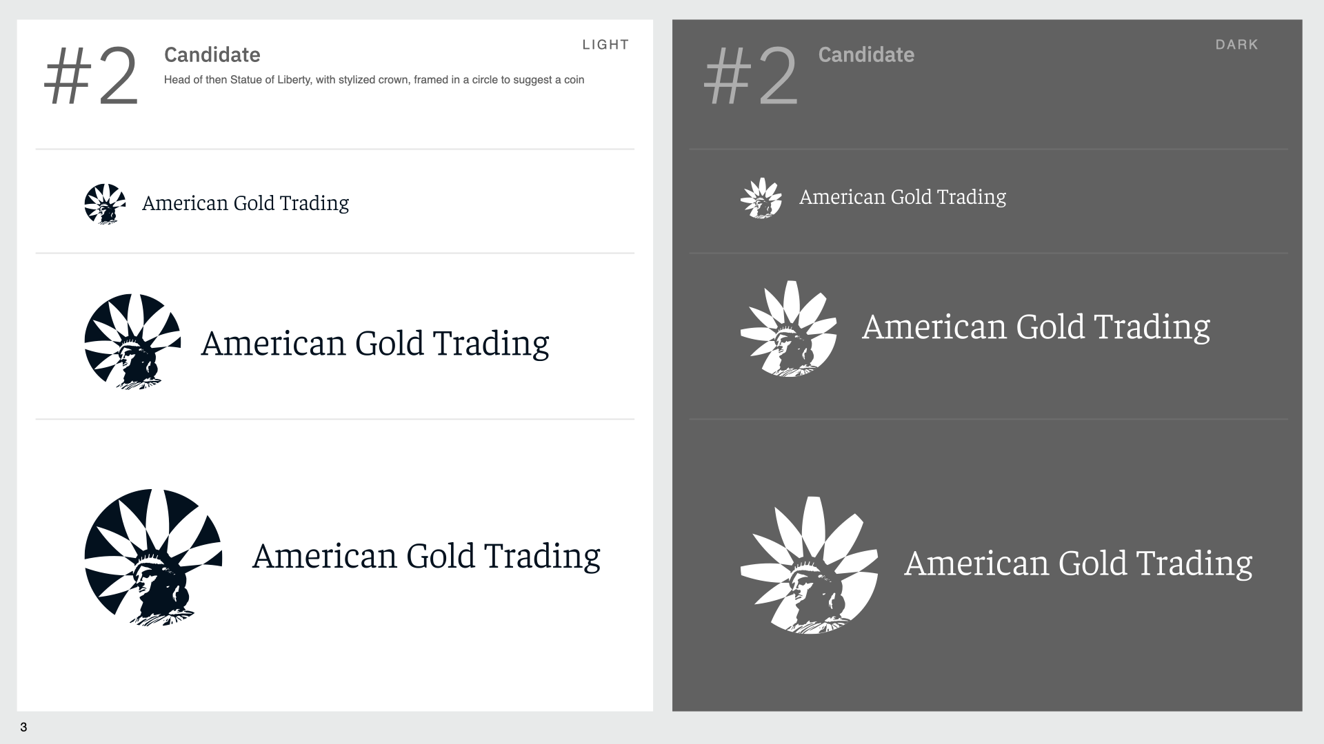 Logo offering presentation board exploring an alternate mark treatment.