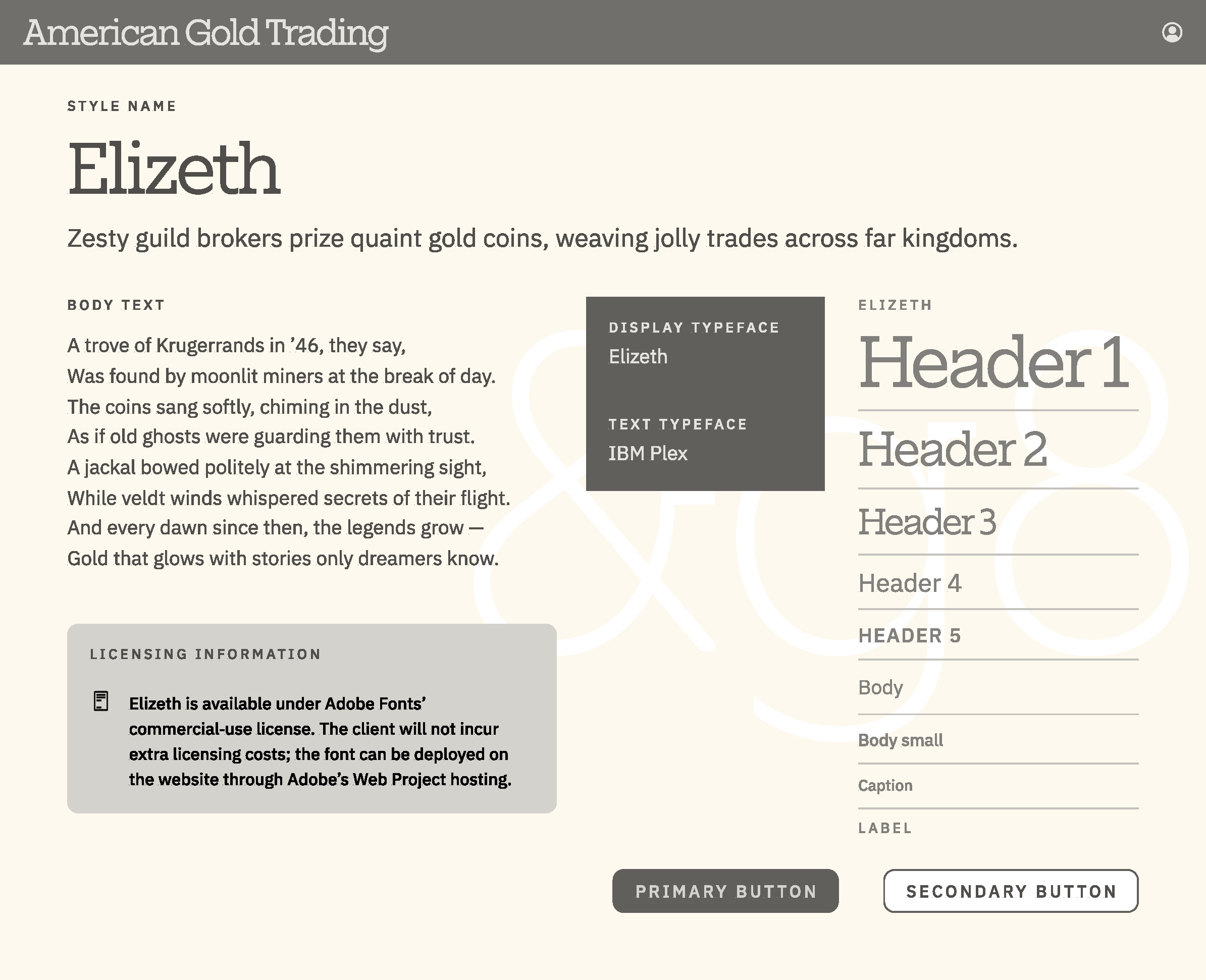 A second page of typography options comparing display and body pairings.