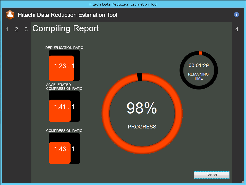 Screenshot of the shipped Hitachi Data Reduction Estimator product