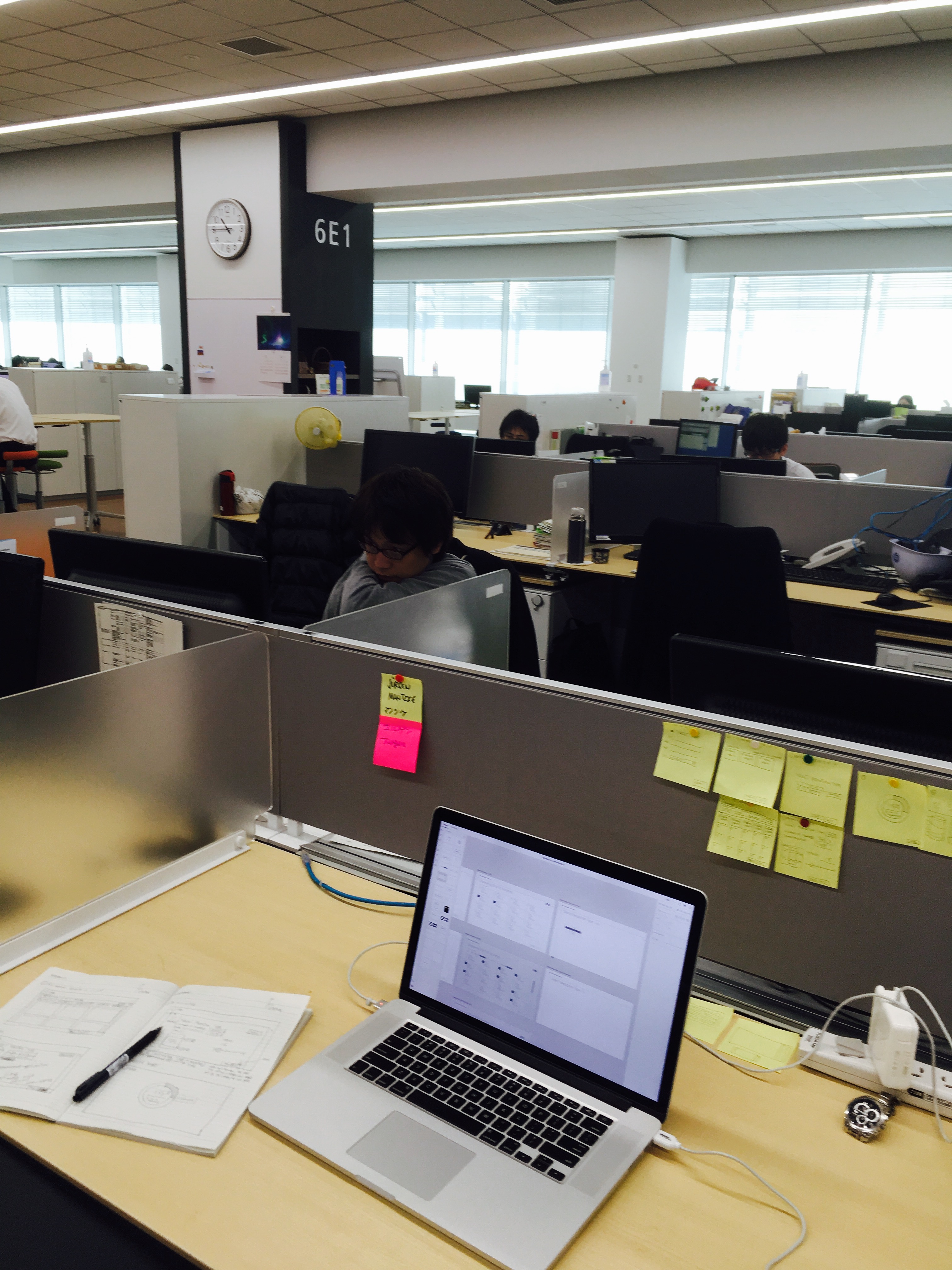 Assigned desk on the sixth floor of the Hitachi office in Yokohama