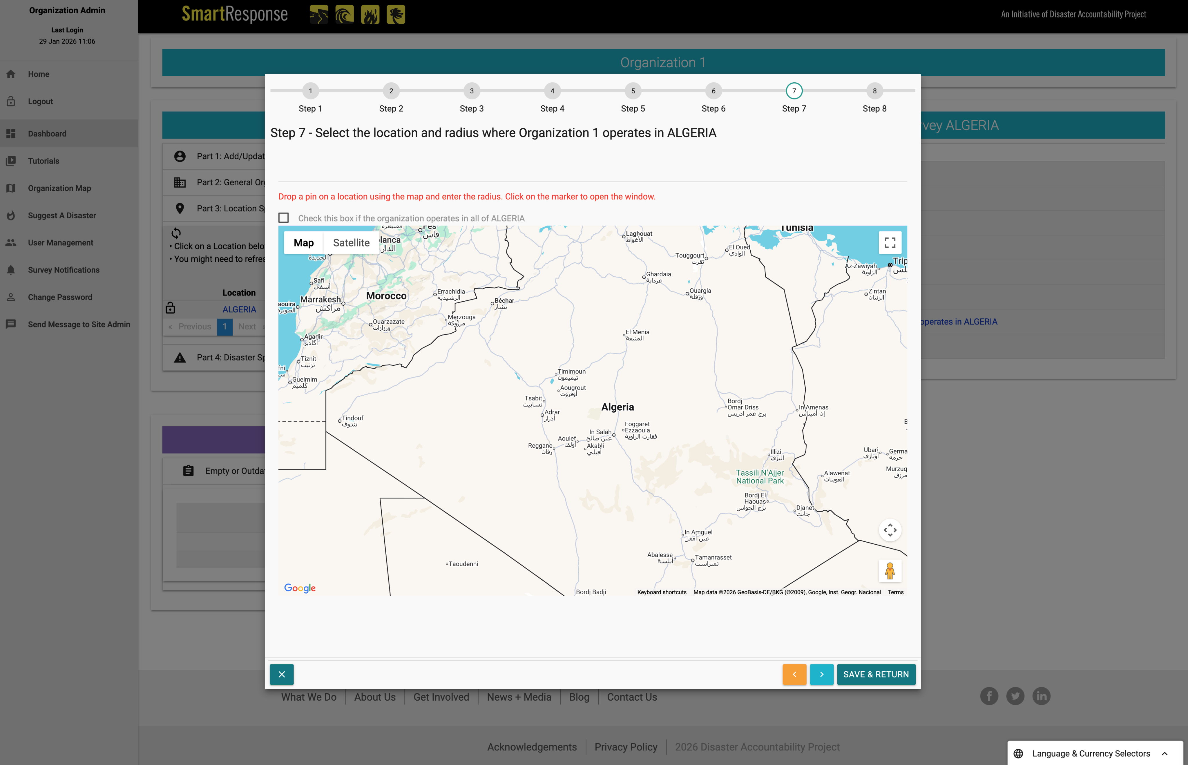 The original Location Specific Survey, which had a number of usability issues